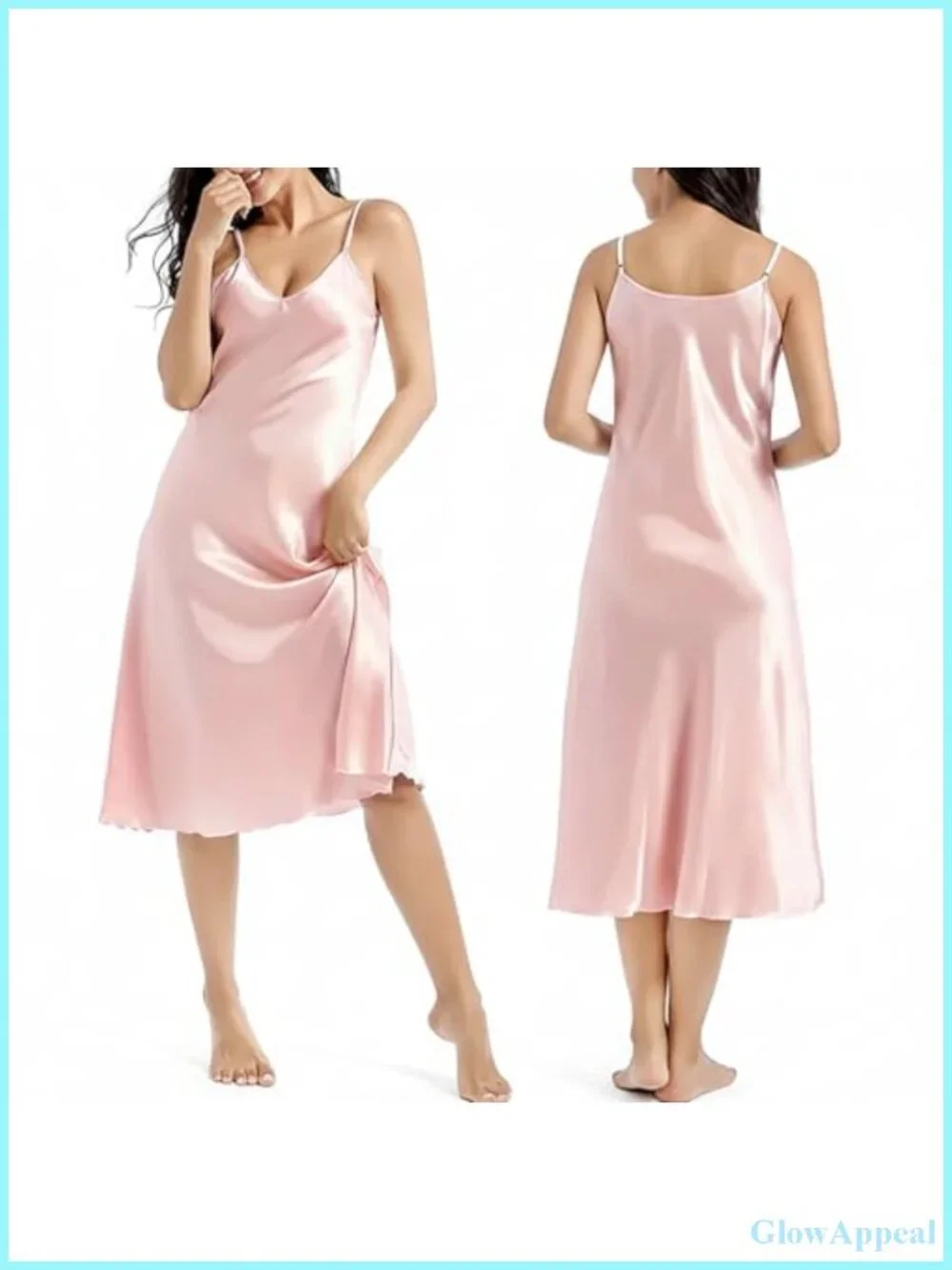 Silk Chemise Slip Dress Womens Satin Nightgown Sleeveless Adjustable Strap